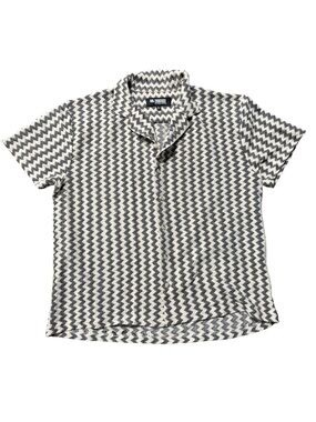 San Francisco Work Shirts Men’s Large Zig Zag Button Shirt Black White